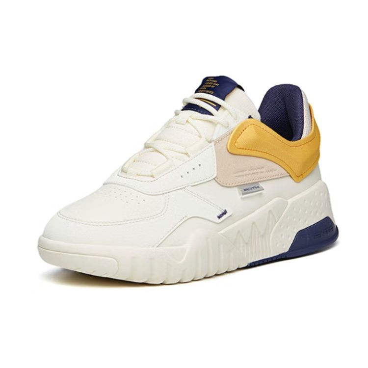 Anta Casual Durable Low-Top Skate Shoes Men sneakers White Yellow 912138051-3