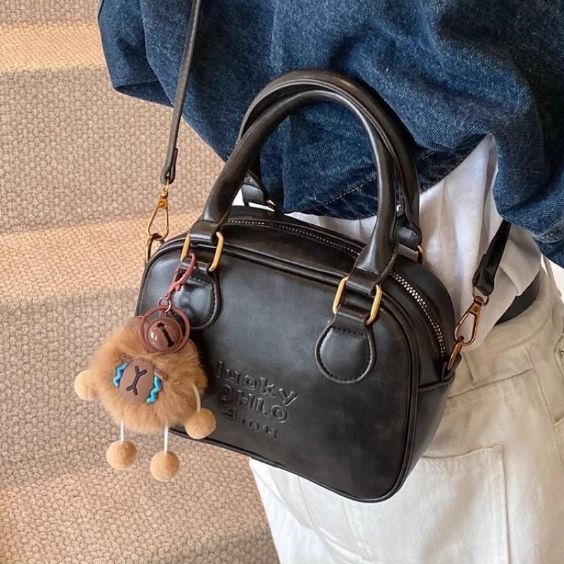 Customer order niche retro bowling bag women's 2025 new shoulder messenger bag high-end texture women's handbag