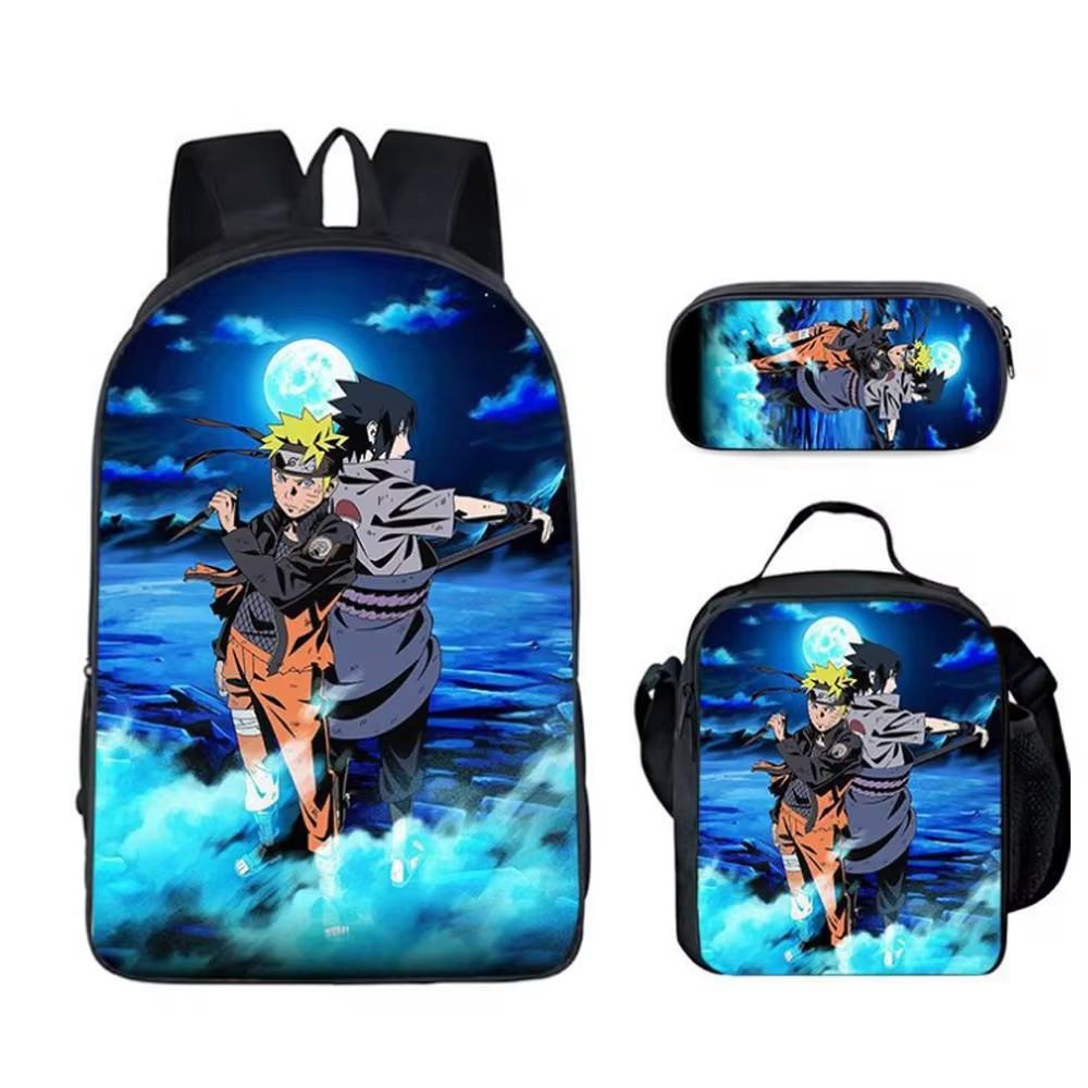 New Naruto backpack trendy backpack European and American retro peripheral cartoon schoolbag