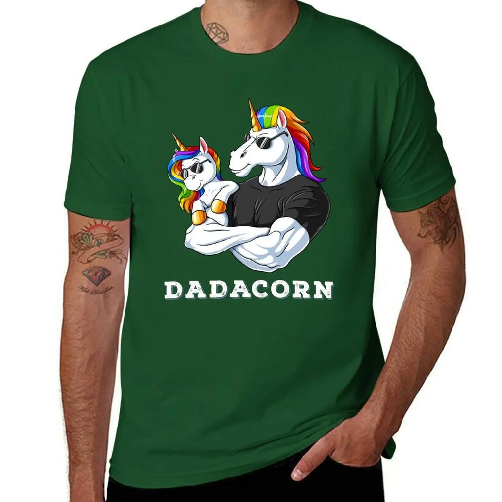 Dadacorn Einhorn Papa und Baby Mädchen Geburtstag Prinzessin Vatertag Tochter T-Shirt Anime Kleidung Herren T-Shirts Freizeit Stilvoll