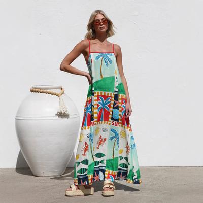 European and American Banquet Dress Dress, Large Skirt Tube Top, Sexy Fashion Split Print Dress for Women