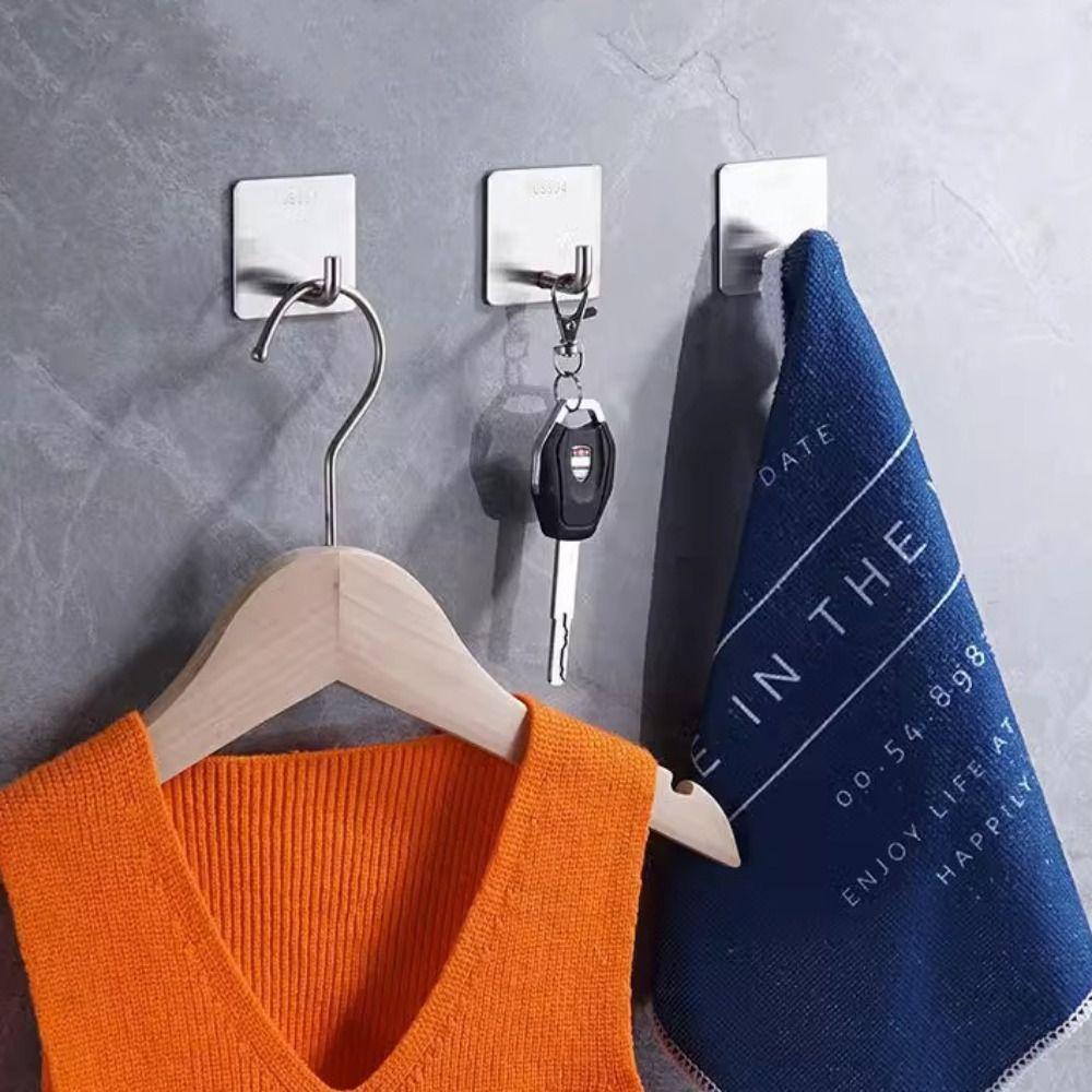 

5pcs Wall Hanger Coat Hook Stainless Steel Hanger Towel Rack Wall Hooks Wall