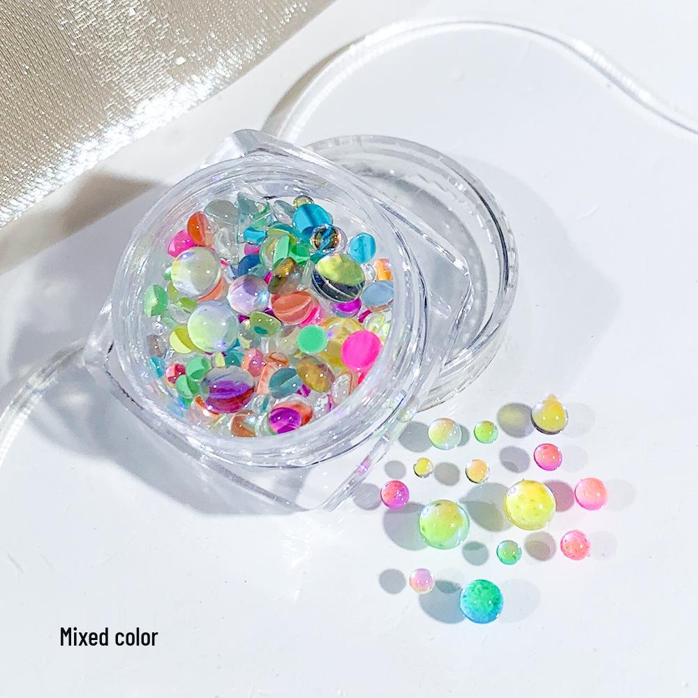 Iridescent Mermaid Nail Art Beads: Half-Round Glass Rhinestones and Mixed Accessories