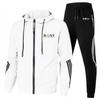 Mens Casual Sportswear Set Hooded Sweatshirt Pants Long Sleeve Cotton Blend Outfit Fall Daily Wear