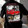 2026 Unisex Summer Streetwear T-Shirt Tokyo Speed Limit Graphic & Red Sports Car Print Loose Fit Casual Tee Print Summer