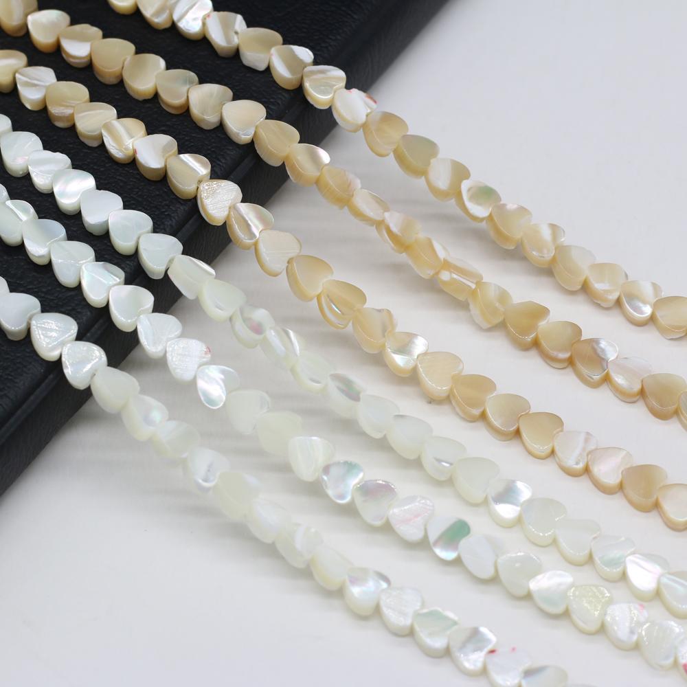 1 Strand Heart Natural Seawater Shell Beads 6mm 8mm 10mm 12mm Beading Loose Spacer Beads for Jewelry Making DIY Necklace Bracelet Accessories 38cm