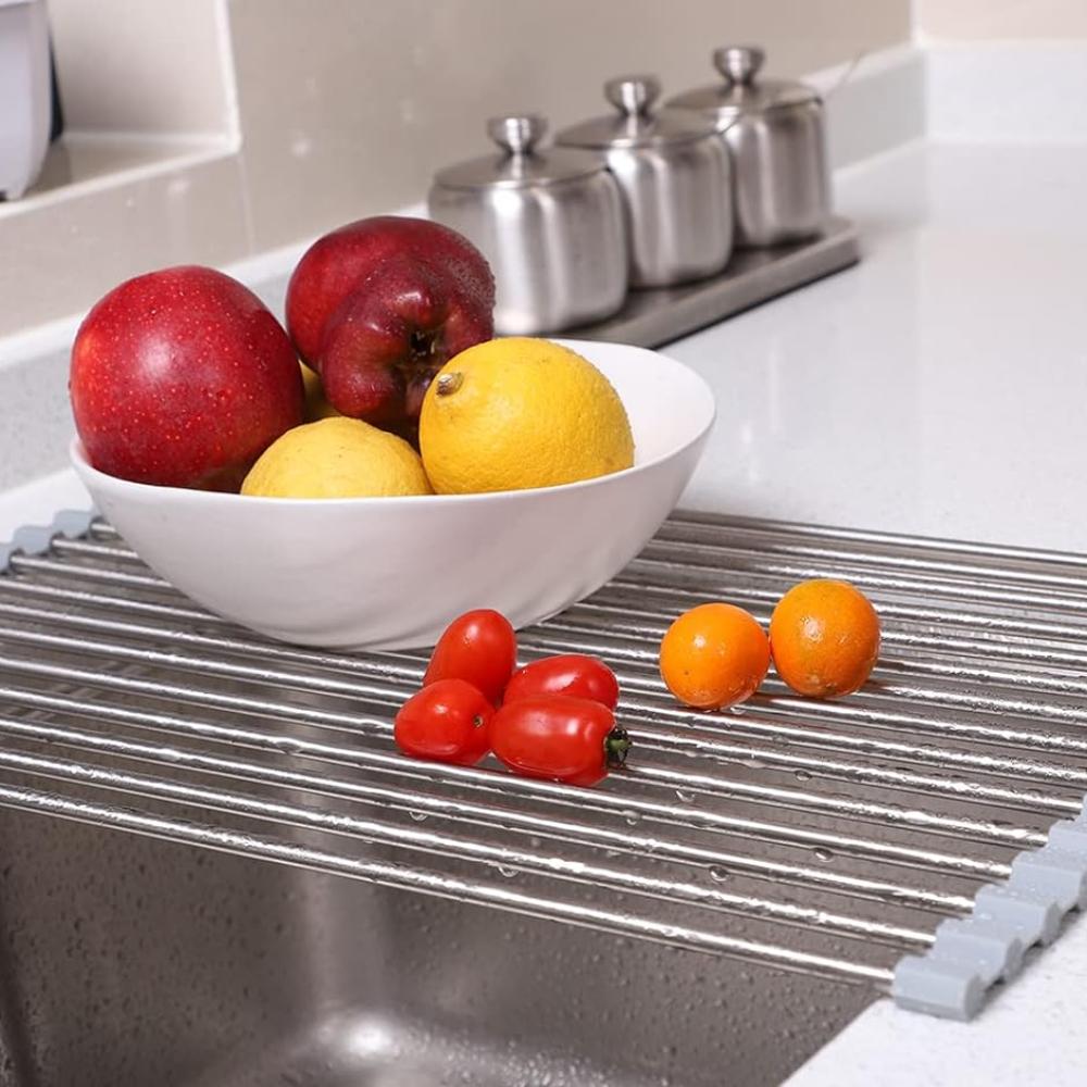 1pc Roll up Dish Drying Rack Over The Sink Kitchen Roll up Sink Drying Rack Portable Dish Drainer Foldable Dish Drying Rack