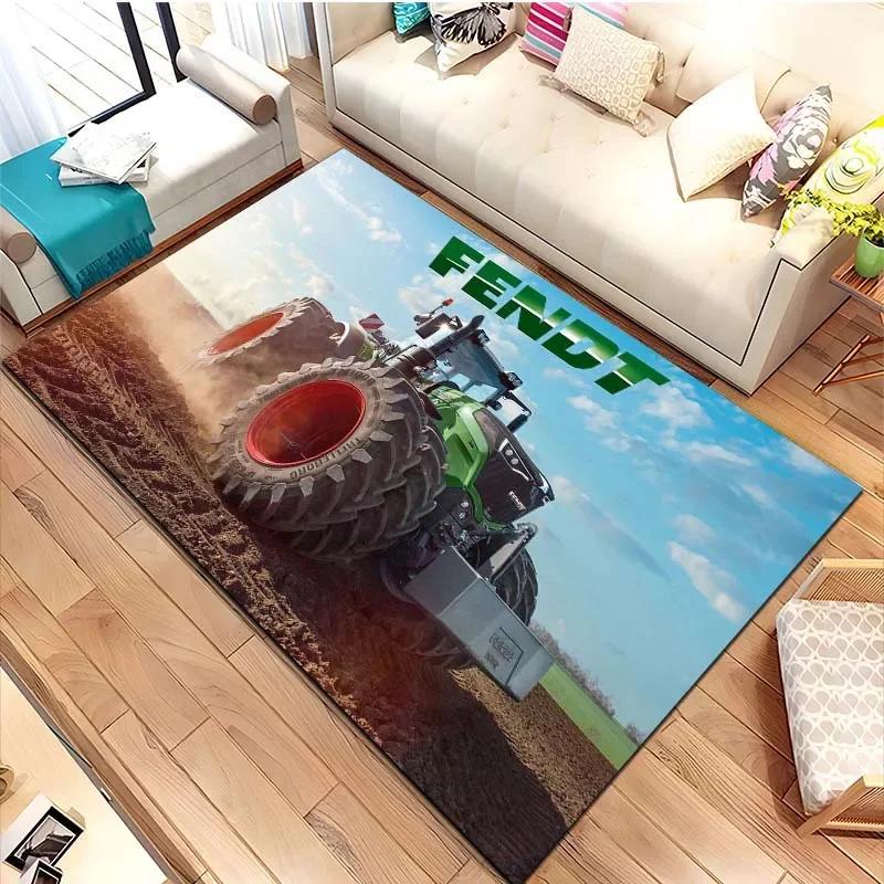 Tapis de sol pour tracteur agricole Fendt Tapis rectangulaire antidérapant avec impression de véhicule agricole Décoration de salon de fermier Tapis