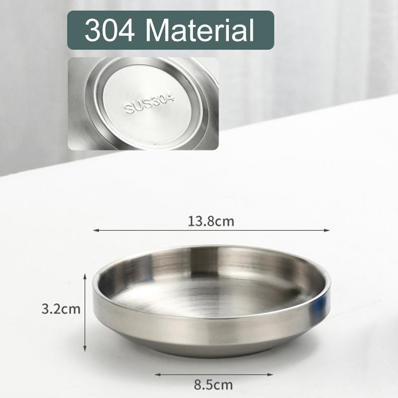 Flat 201/304 Stainless Steel Dish Plate Cooking Noodles Bowl Thickened Dinner Plate Seasoning For Kitchen Restaurant Tableware