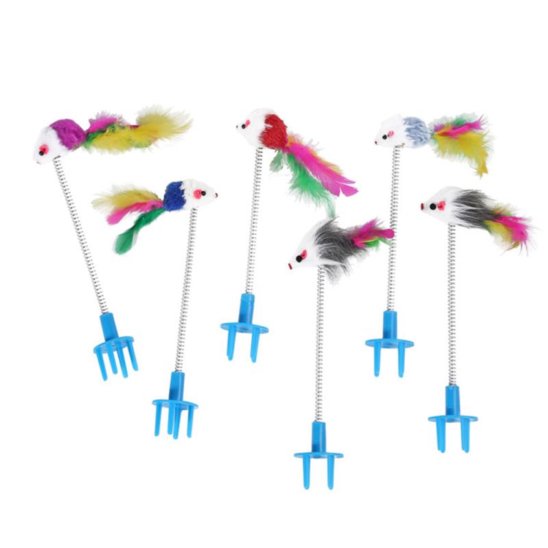 Placă de zgâriat pisici distractive Jucărie elastică de primăvară de desene animate Jucării interactive pentru pisici mici/medii