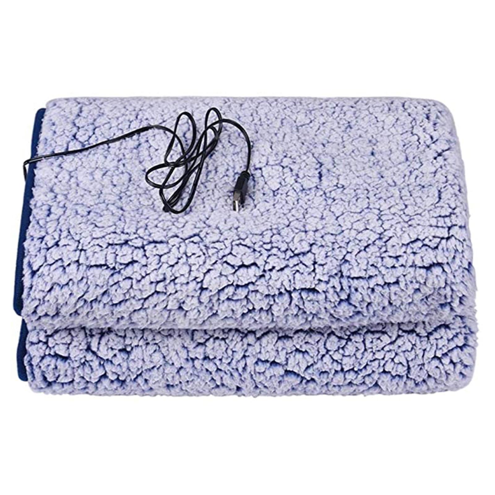 

USB Powered Gradient Color Heating Blanket Electric Heated Throw for Office Rest Nap Size 70x110cm Soft Fabric USB Plug In Heating Mat One Size синій
