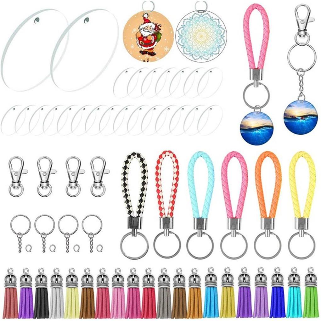 DIY Keychains Making Kit Exquisite Keychain Acrylic Keychain Blanks Lightweight Wear-resistant Keys Chain Rings