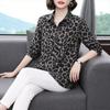 Women S Long Sleeve Chiffon Shirt Leopard Print Loose Plus Size Mid Length