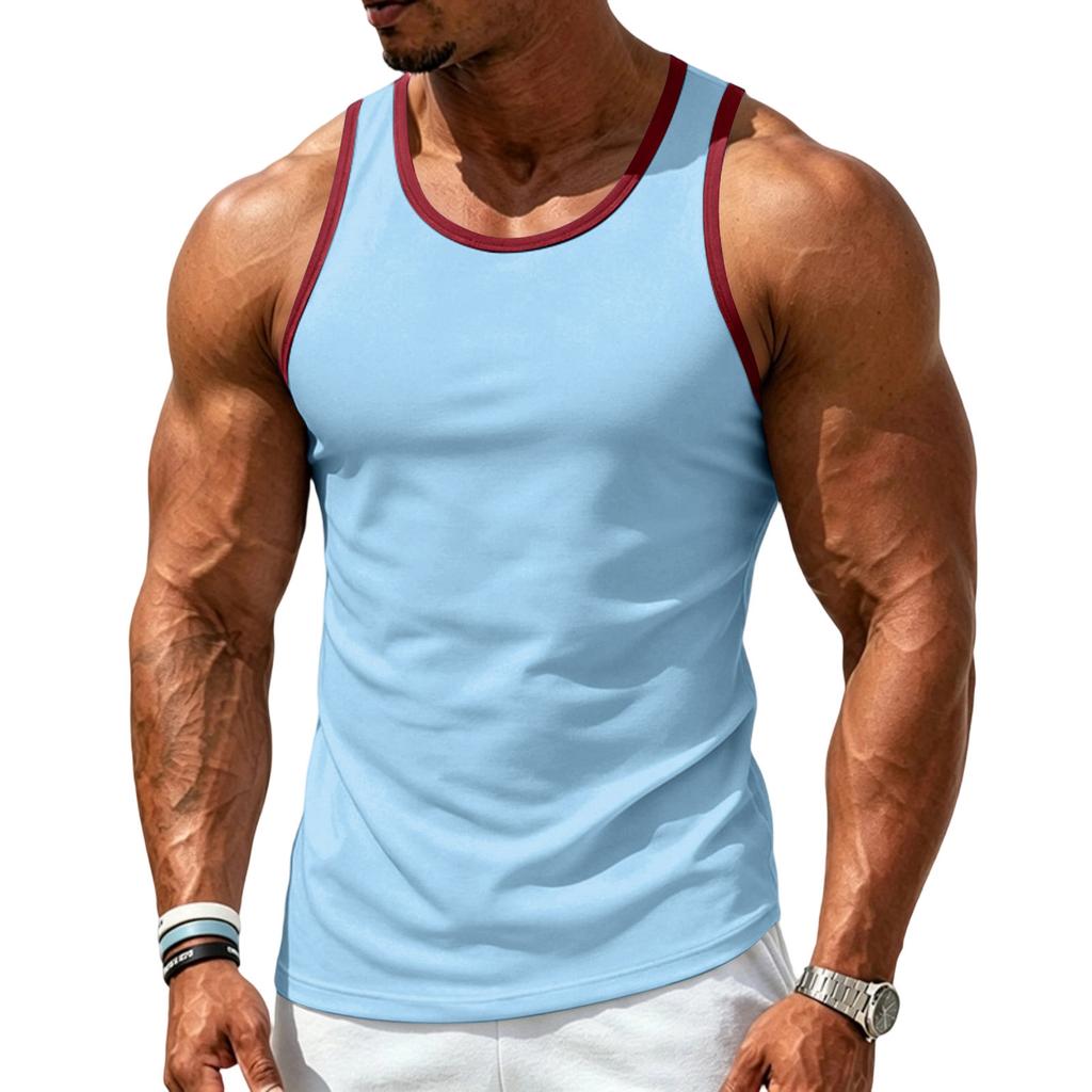 Men's Athletic Tank Top Gym Workout Sleeveless Shirt Moisture Wicking Breathable Stretch Fabric Loose Fit Training Vest