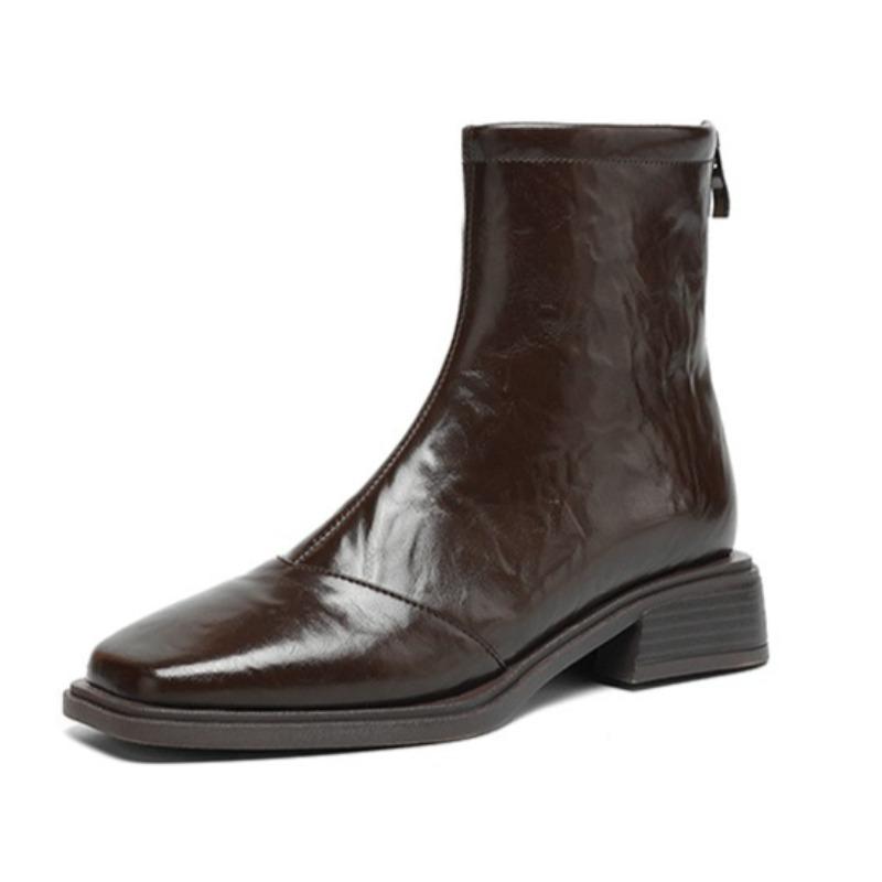 Fashion Heeled Women Square Toe Ankle Boots Designer Classical Shoes 2025 Winter New Fashion Short Boots Chunky Dress Zapatillas Mujer
