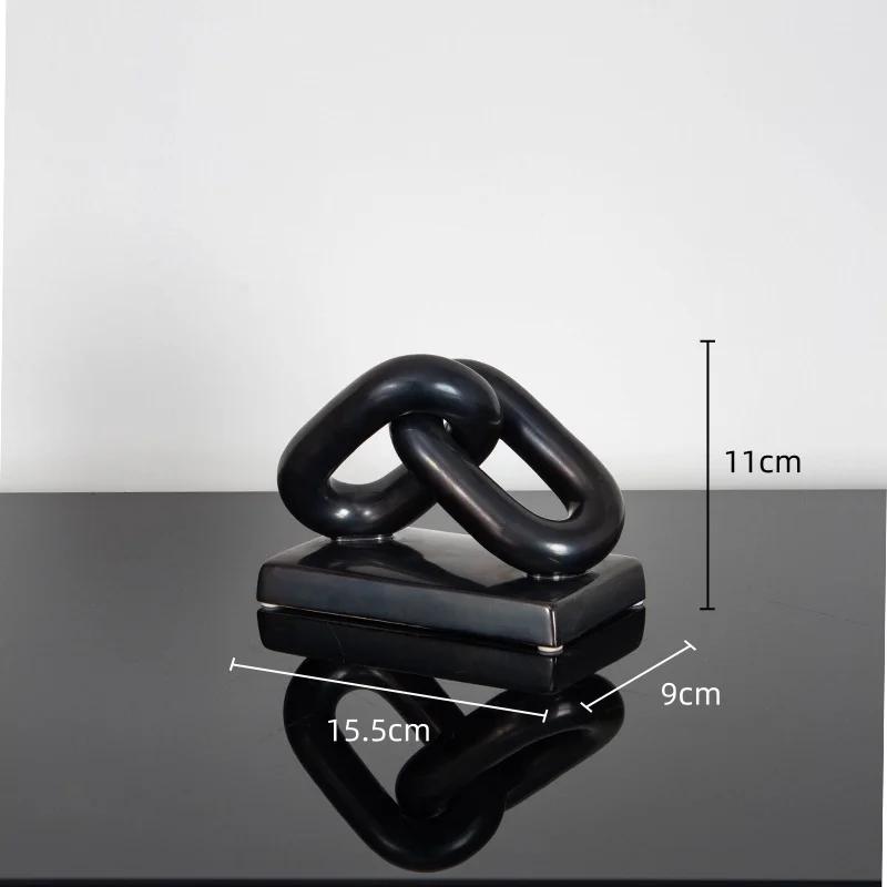 Keramisk Hantverksskulptur Guldring Dekor Figurer Heminredningstillbehör Guldkedja Skelettlås Keramikfigurer