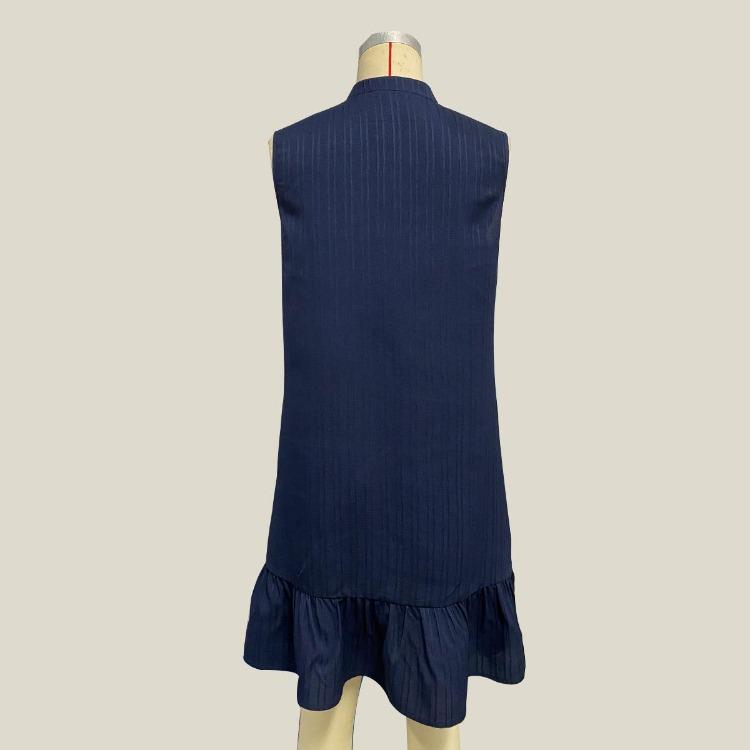 Damen Sommer Locker Ärmellos V-Ausschnitt A-Linien-Kleid Hohe Taille Einfarbig Weste Freizeitkleid S-XL Frühlingsmode