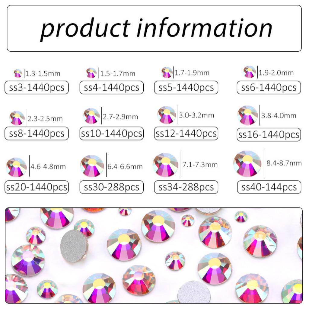 Flat Bottom Glass Protein Rhinestone Blue Pink Green White Nail Diamond Diy Manicure Jewelry Accessories Nail Decorative Diamond