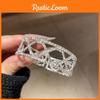 Geometric Silver Open Cuff Bracelet With Rhinestones For Fashionable Office Wear