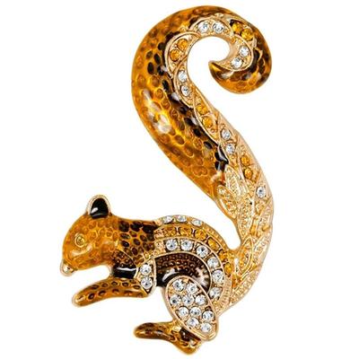 Fashionable Fashion Accessories Personalized Cartoon 2-color Squirrel Brooch Vintage Lady Corsage Versatile Fashion Accessory