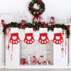 Red Velvet Christmas Stockings with Dogs Paw Winter Fuzzy Gift Bag for Home Hanging Holiday Ornament Decor