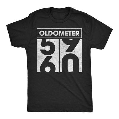 Herren Lustiges T-Shirt Oldometer 59 bis 60 Sarkastische Geburtstagsgrafik Neuheit Baumwoll-T-Shirt Vintage Mode Lässig Streetwear