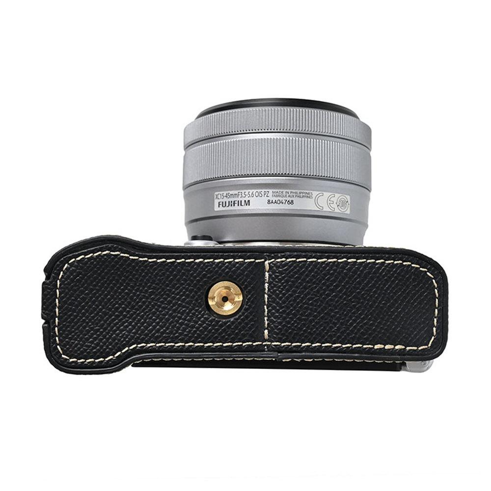 XM5 Kameratasche Palmblattmuster PU-Leder Halbkörpergehäuse für Fujifilm XM5 Fuji X-M5 Abdeckung mit Bodenöffnung