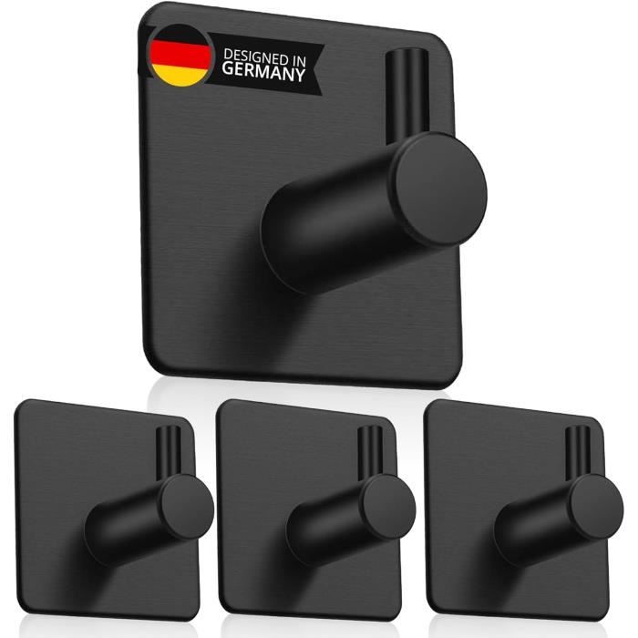 

Towel Rack Without Drilling - Set of 4 Extra Strong Adhesive Hooks in Stainless Steel - Hooks for Bathroom Towel[H3019]