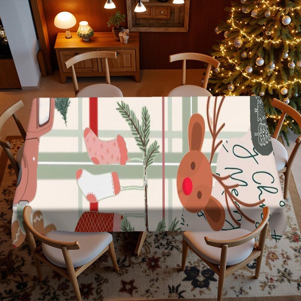 Weihnachts Rentier Muster Tischdecke Restaurant Küchentischdecke Wohnzimmer Heimdekoration Rechteckig Partydekoration