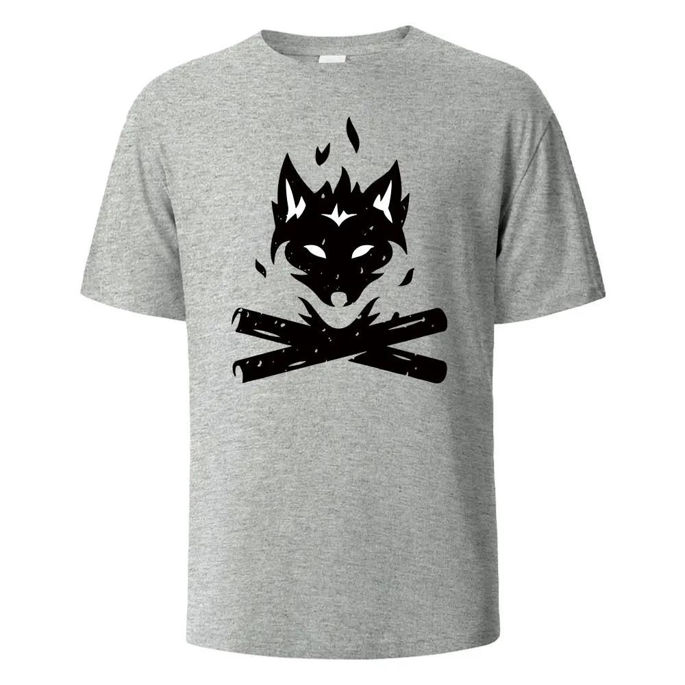 Black Fox Streetwear Printing T-shirt For Men Wowen 100% Cotton Summer Breathable Short-Sleeved Basic Tops O-neck Oversize Tees