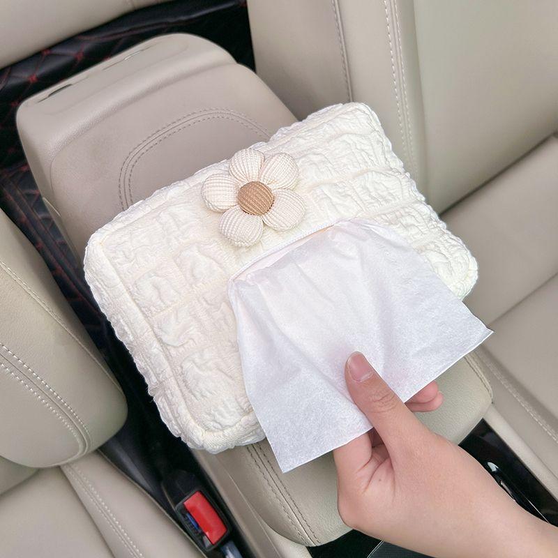 Car Tissue Box Fabric Tissue Box Car Seat Back Armrest Paper Box Tissue Bag Car Interior Decoration Accessories