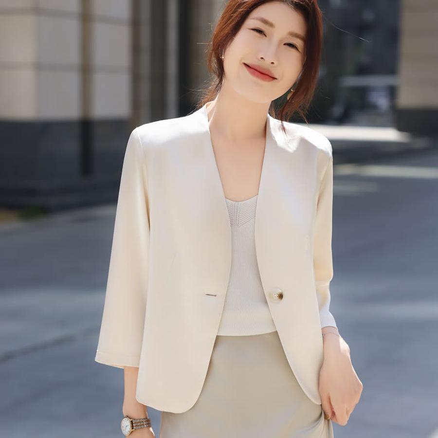 Spring/Summer New Style Chic Mini Blazer Women Slim Fit Short Sleeve Sun Protection Top