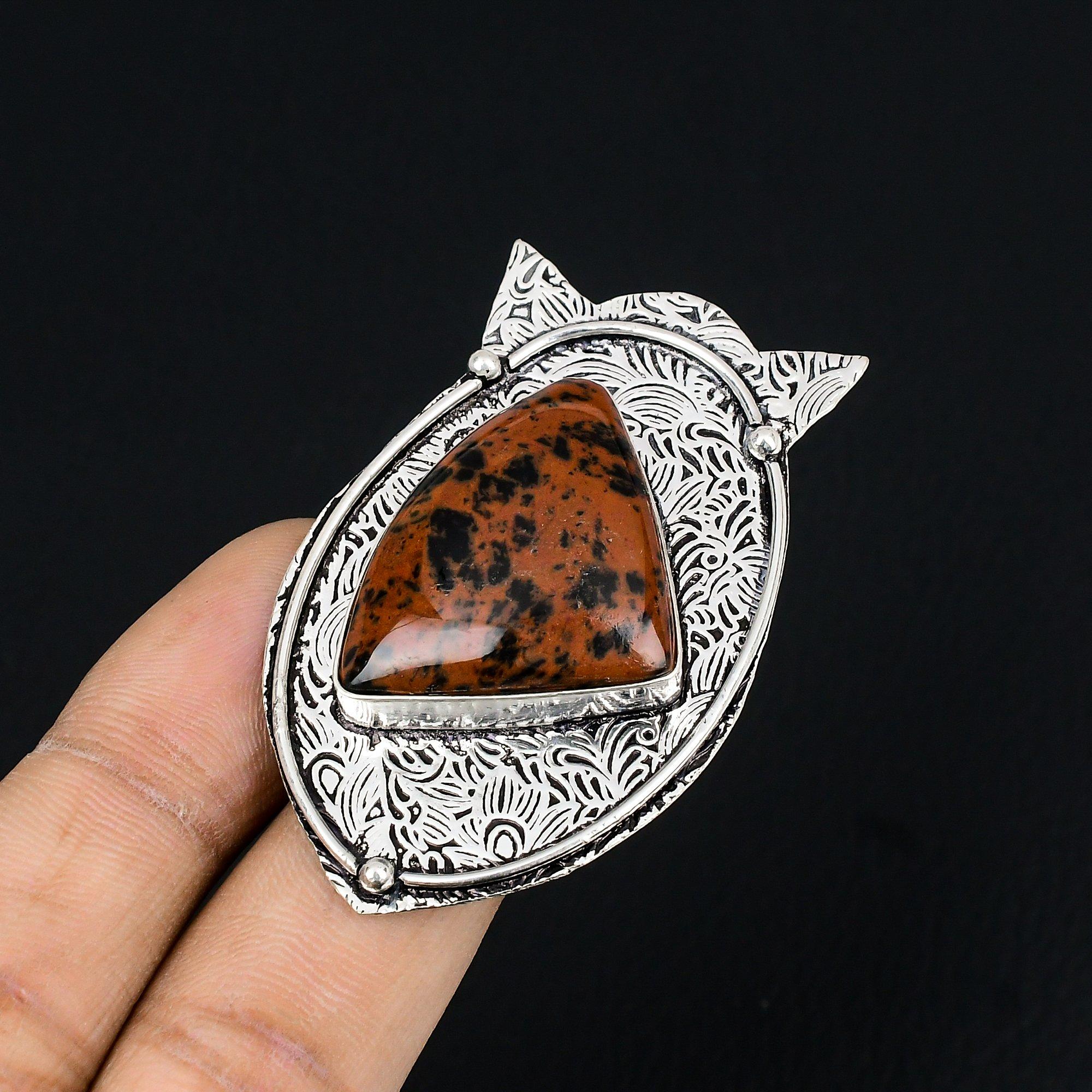 Gift For Her 925 Silver Natural Mahogany Obsidian Solitaire Ring Size 7.5 7.5