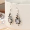 Vintage Moonstone Inlaid Punk Style Silvery Plated Dangle Earrings Women's Exquisite Elegant Banquet Wedding Jewelry Accessories