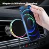Magnetic Car Phone Holder 15W Wireless Charger Stand Compatible with MagSafe For iPhone 17 16 Pro Max Car Mount Charger Neon LED