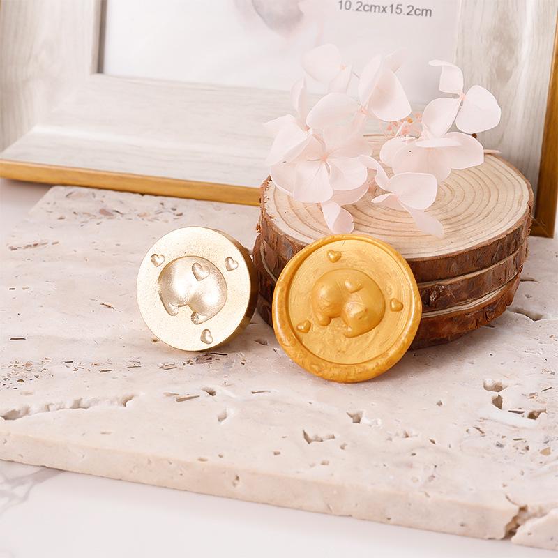 Custom 3D Embossed Wax Seal Stamp - Pure Copper Wedding Design