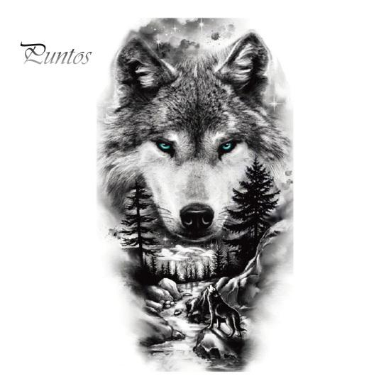 4 Pezzi Tigre Lupo Impermeabile Succo Di Erbe Adesivi Tatuaggio Temporaneo Semi-permanente Fresco Uomo Donna Mezzo Braccio Tatuaggio Finto Arte Petto - Foto 10