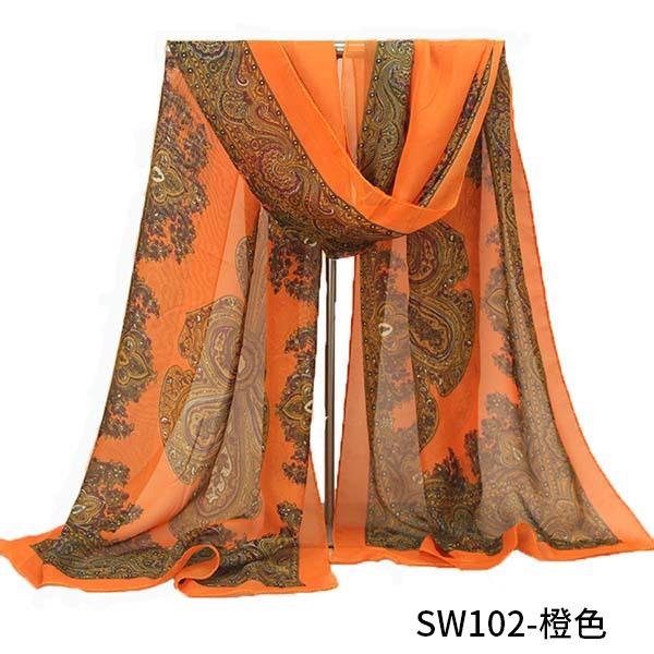 Women Long Chiffon Flower Scarf Sheer Wrap Neck Shawl Stole