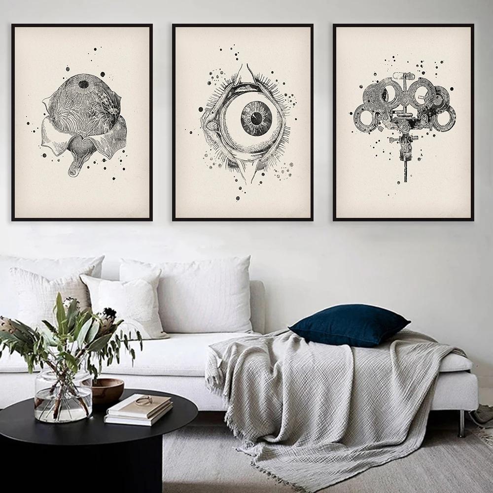Vintage Human Eye Anatomy Medical Education Poster Canvas Painting Wall Art Pictures Ophthalmic Clinic Home Decor Gift