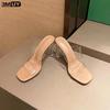 New Summer Women Pumps Sandals PVC Jelly Slippers Open Toe High Heels Women Transparent Perspex Slippers Heel Clear Sandals