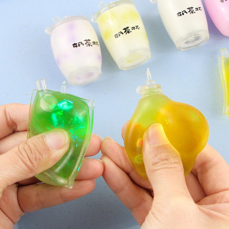 4 Pcs Squishy Tabas Fidget Slime Kawaii Squeeze Cup Fruit Tea Stress Relief Toy Milk Tea Cup Mini Milk Cup Kids Holiday Gifts