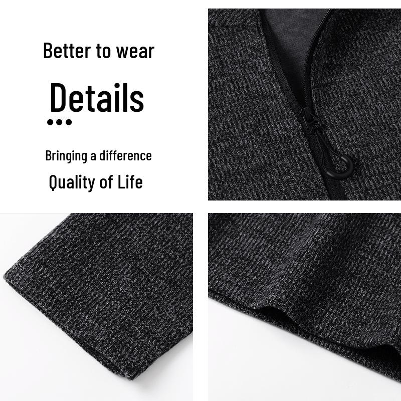 Hongdou Men's Thickened Mock Neck Knit Pullover