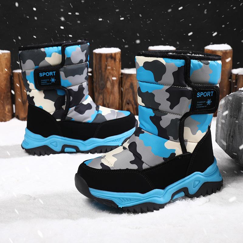 Kids Winter Boots Fashion Convenient Outdoor Thick Sole with Plush Insulation Boy's Snow Boots High Top Cotton Shoes
