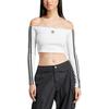 adidas Womens Adicolor Off Shoulder Long Sleeve Long-Sleeve Top White Women Streetwear JD0275
