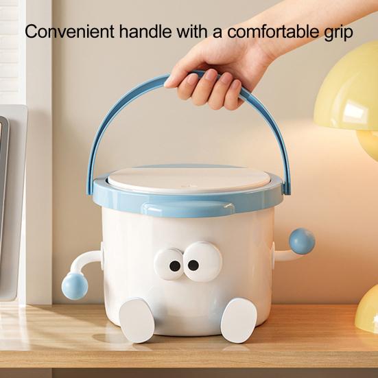 Mülleimer Große Kapazität mit Deckel und Griff Mülleimer Niedliches Cartoon-Design Mülleimer für Zuhause Wohnzimmer