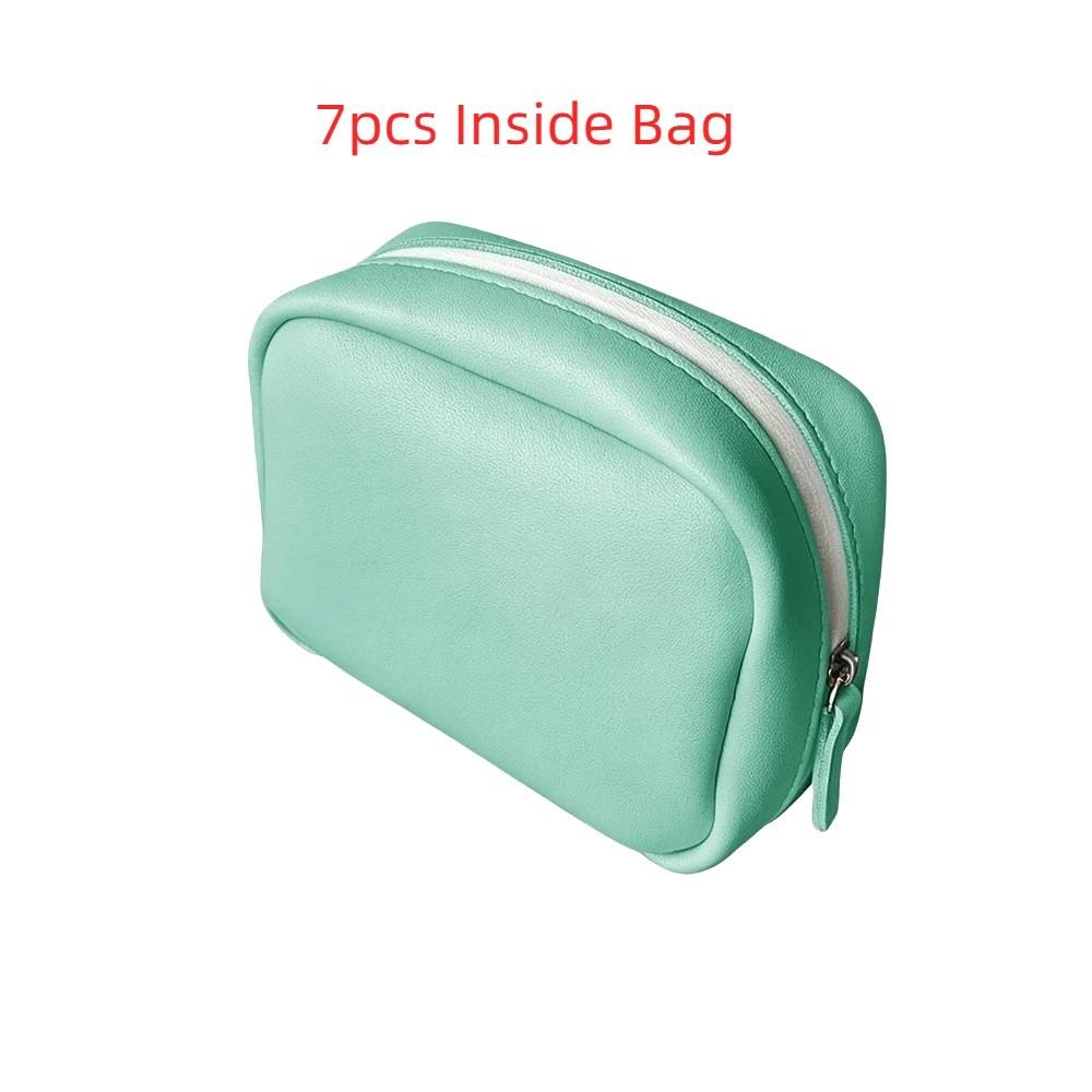7/14PCS Portable Waterproof Pill Pouch Set Leakproof Zippered Pouches 7-Day Pill Organizer Moisture-proof PU Leather