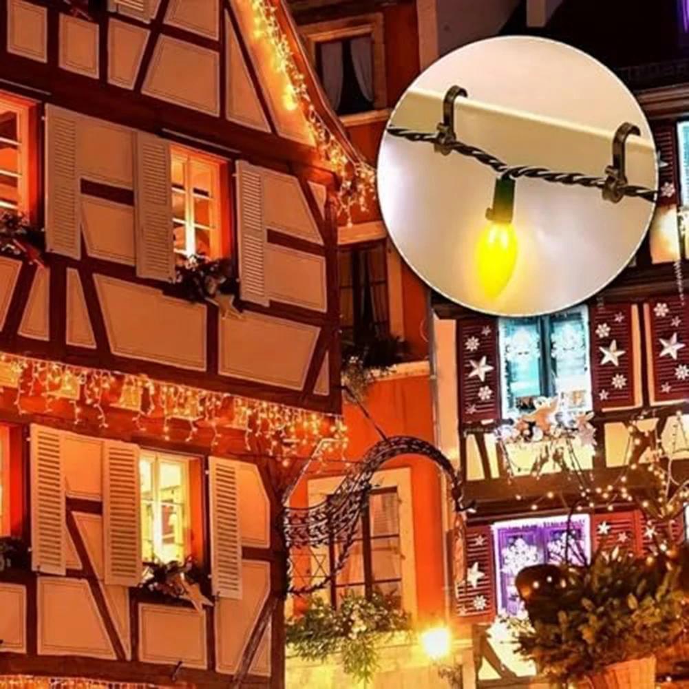Christmas Gutter Light ClipsGutter Hooks Led Light Holder Christmas Lights Clips S-Hook Plastic Light Hanger Hooks Black/White