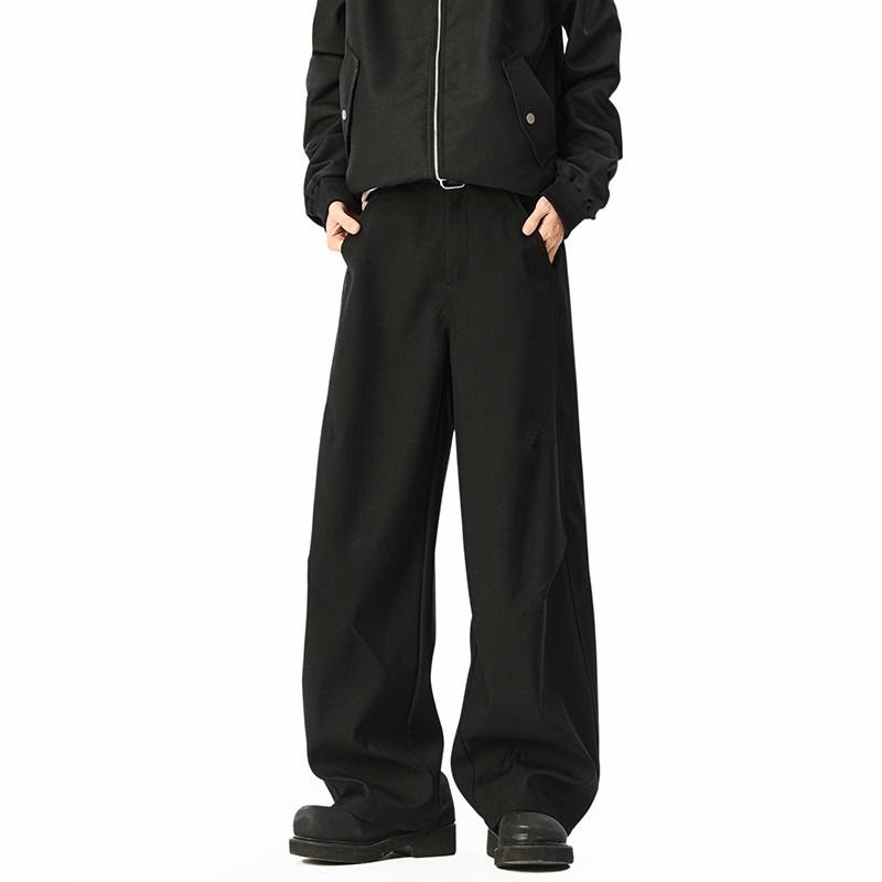 American pleated cleanfit trousers men's spring and autumn trendy brand loose straight wide-leg trousers drape casual scimitar trousers
