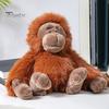Langlebiges Kuscheltier Plüsch Gorilla Puppe, Realistisches Tier Spielzeug für Kinder, Weiches Flauschiges Orang-Utan Stofftier mit Dickem Langem Fell, Heimdeko Drei