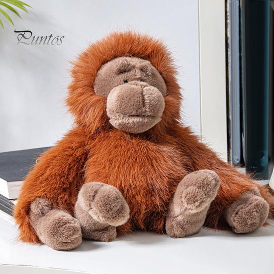 Langlebiges Kuscheltier Plüsch Gorilla Puppe, Realistisches Tier Spielzeug für Kinder, Weiches Flauschiges Orang-Utan Stofftier mit Dickem Langem Fell, Heimdeko Drei